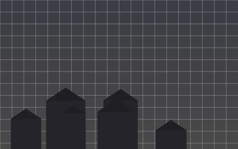 Visuel schématique de maisons et de plans, sans photo.